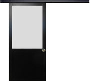 Porta Scorrevole Athena Nera H204 x L83 + Binario in Alluminio Nero e 2 Gusci