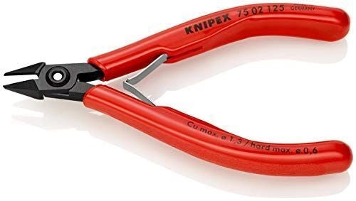 KNIPEX 75 02 125 Tronchese per Elettronica con Cerniera Avvitata e Guaine in Plastica colore Nero