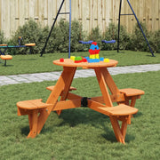 Tavolo da Picnic per 4 Bambini Rotondo con Foro in Legno Abete 4008988
