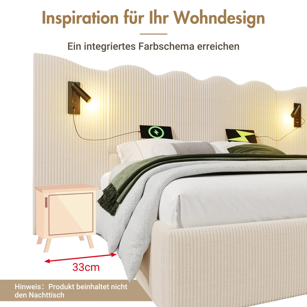 letto imbottito corda beige 180x200 cm