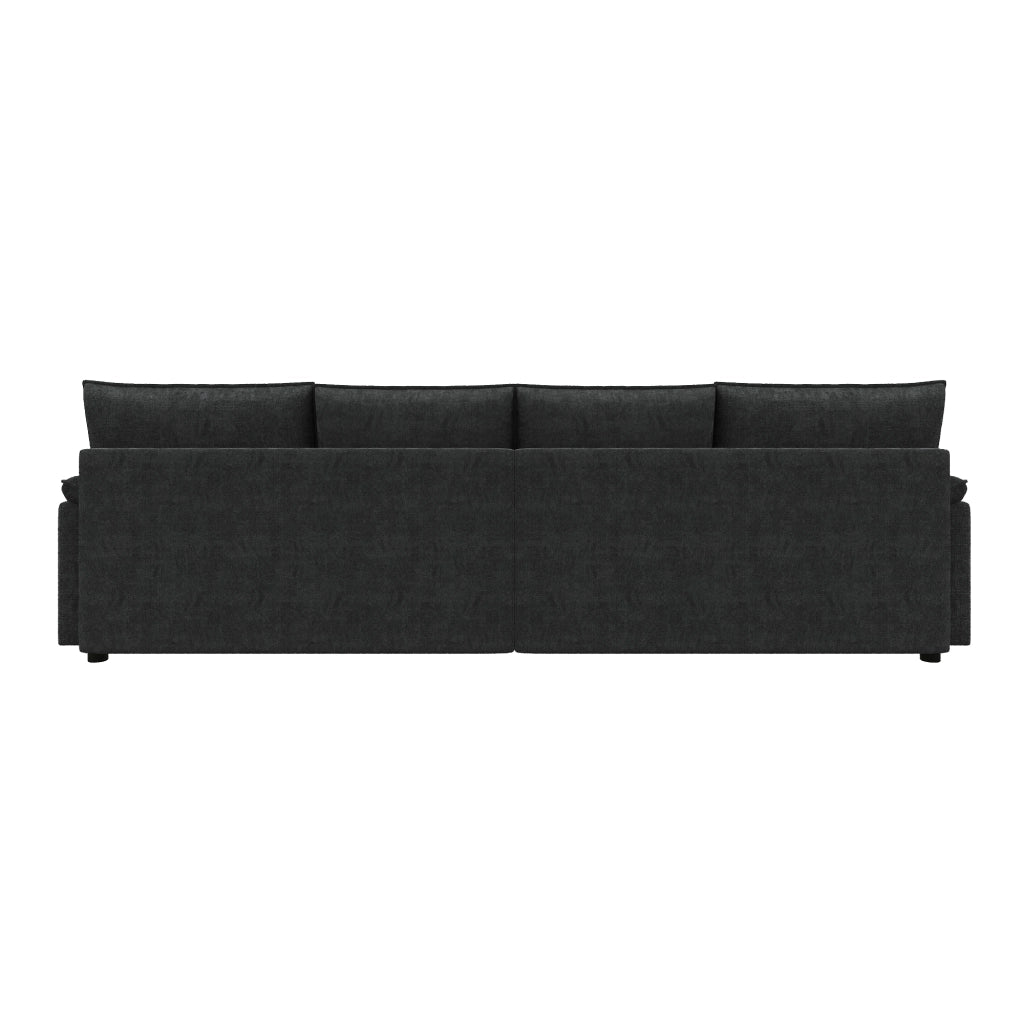 Divano modulare angolare - con pouf contenitore e schienale alto - in chenille nera