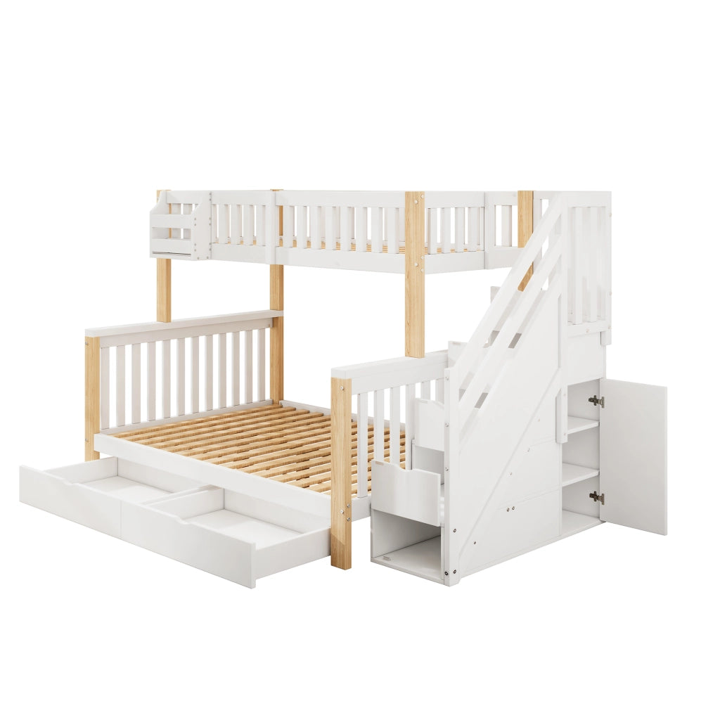 LETTO A CASTELLO Multifunzionale 140x200 cm Legno Bianco e Naturale