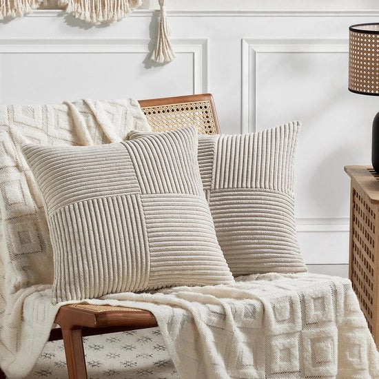Set di cuscini 40 x 40 cm - Insieme da 2 - Boho - Corduroy - Decorativo - Moderno e morbido - Cuscini decorativi