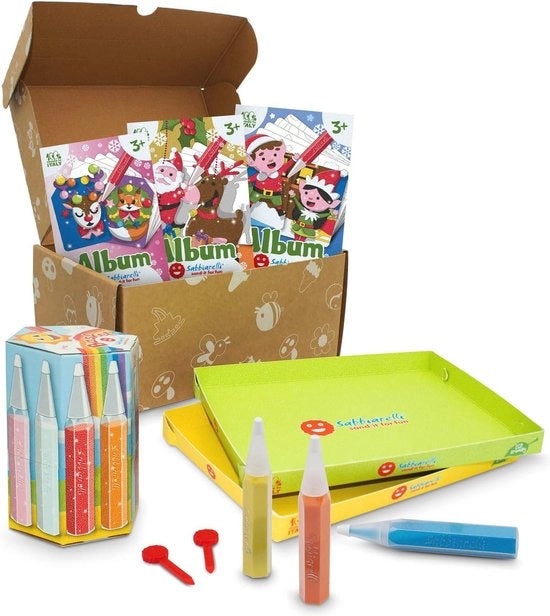 Set di Creatività per Bambini - Decorazioni di Natale Fai da Te con Sabbia per Bambini di 3 anni in su