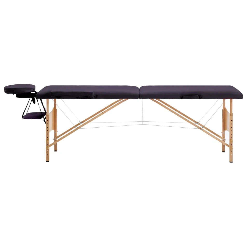 Lettino da massaggio pieghevole a 2 sezioni legno viola 02_0001818