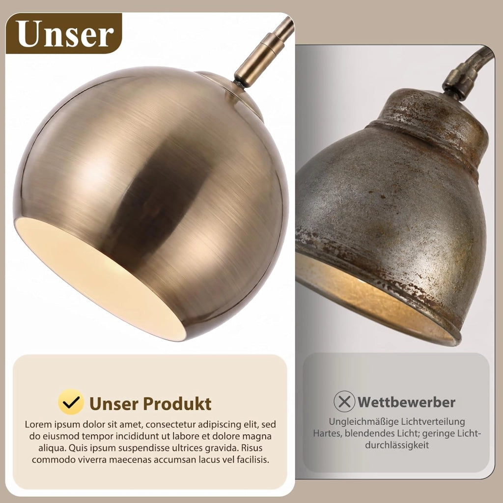 ZMH Lampada da Terra ad Arco E27 Bronzo Antico Altezza Regolabile 160cm per Soggiorno Senza Lampadina