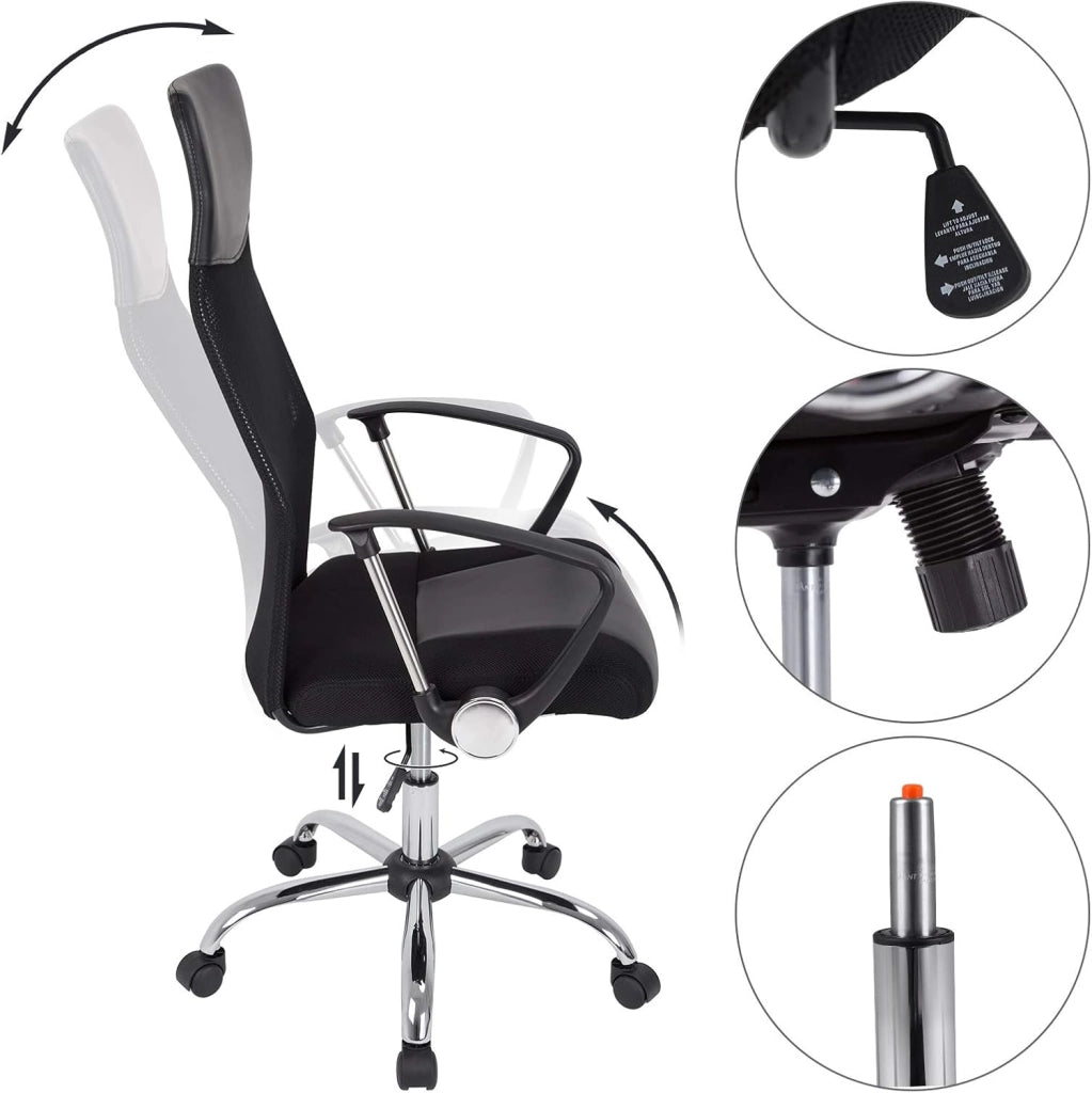 Set da 2 Sedie da Ufficio Ergonomiche in Similpelle Max. 110kg Regolabile da Scrivania Nero