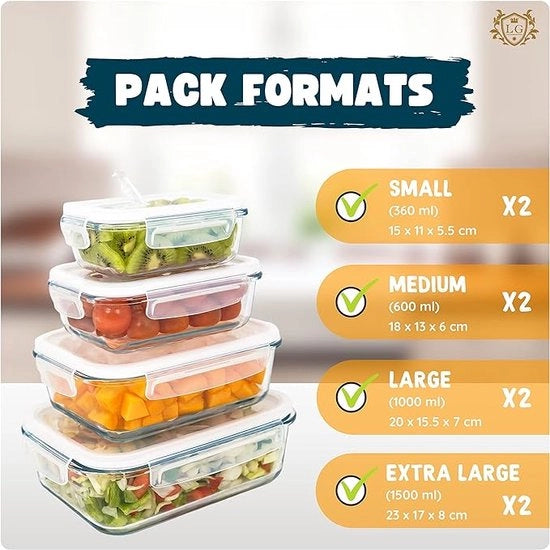 Contenitori di Stoccaggio Alimentare in Vetro - Set di Contenitori di Stoccaggio Alimentare in Vetro