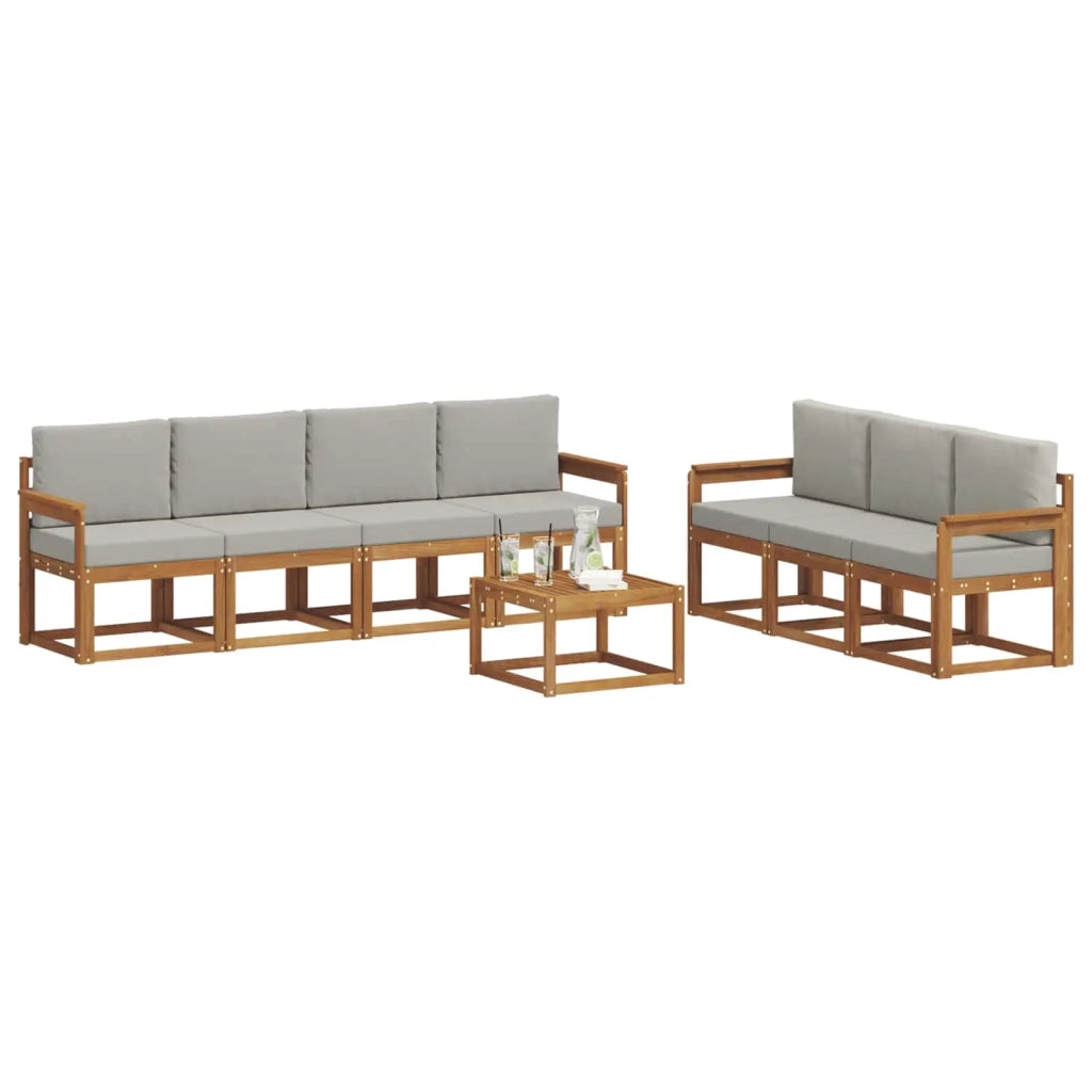 Set di divani da esterno 8 pcs Grigio Naturale e Chiaro 3366104