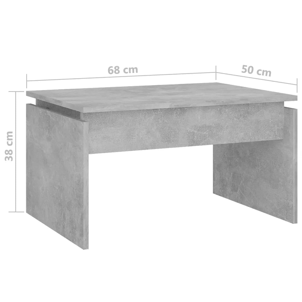 Tavolino da Salotto Grigio Cemento 68x50x38cm Legno Multistrato 808336
