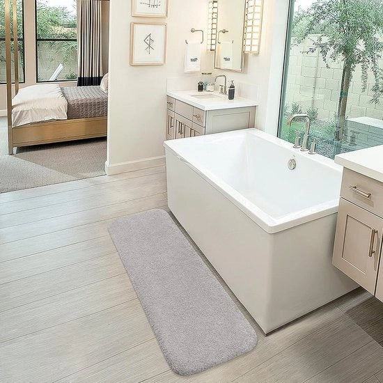 Matrice antiscivolo per bagno superassorbente idrofuga lavabile a macchina dimensioni 50 x 178 cm colore grigio chiaro