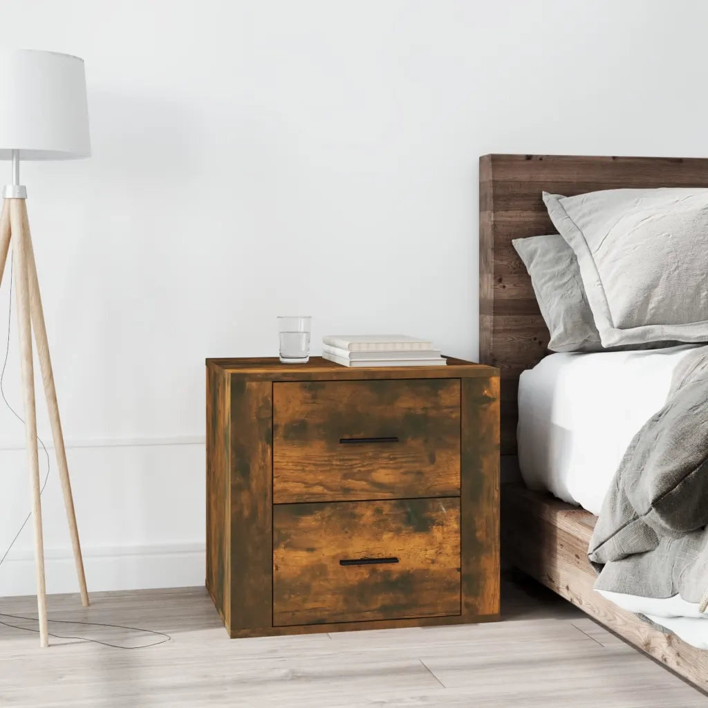 Comodino | Armadio da Notte | Mobiletto da notte Rovere Fumo 50x39x47 cm