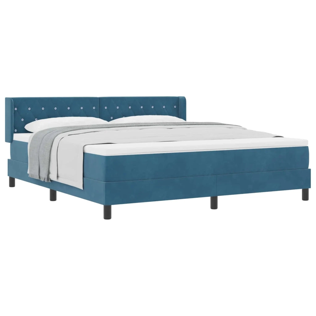Letto a molle con testiera Blu Scuro 200 x 180 cm Velluto 3341430