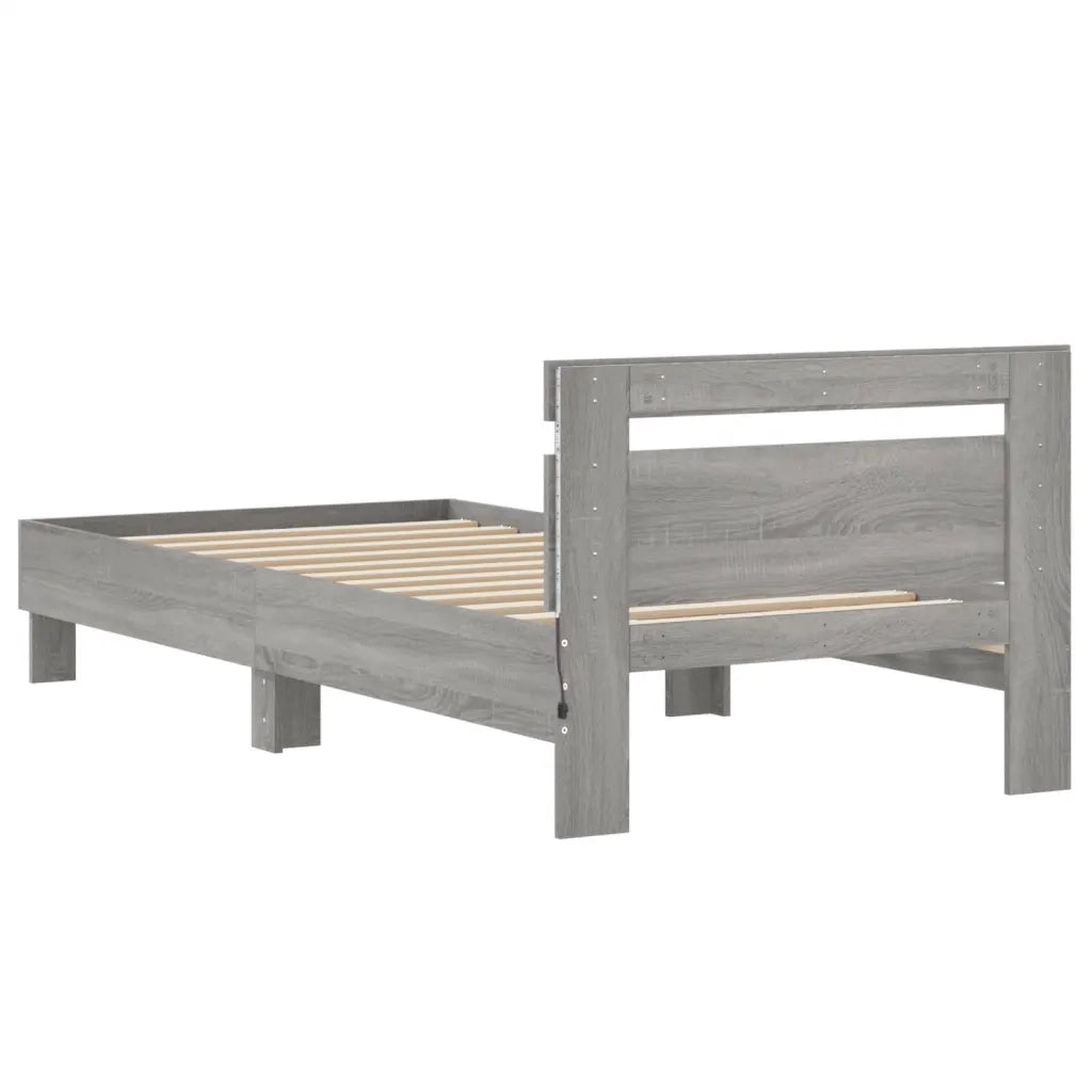 Giroletto con Testiera e LED Grigio Sonoma 75x190 cm 838755