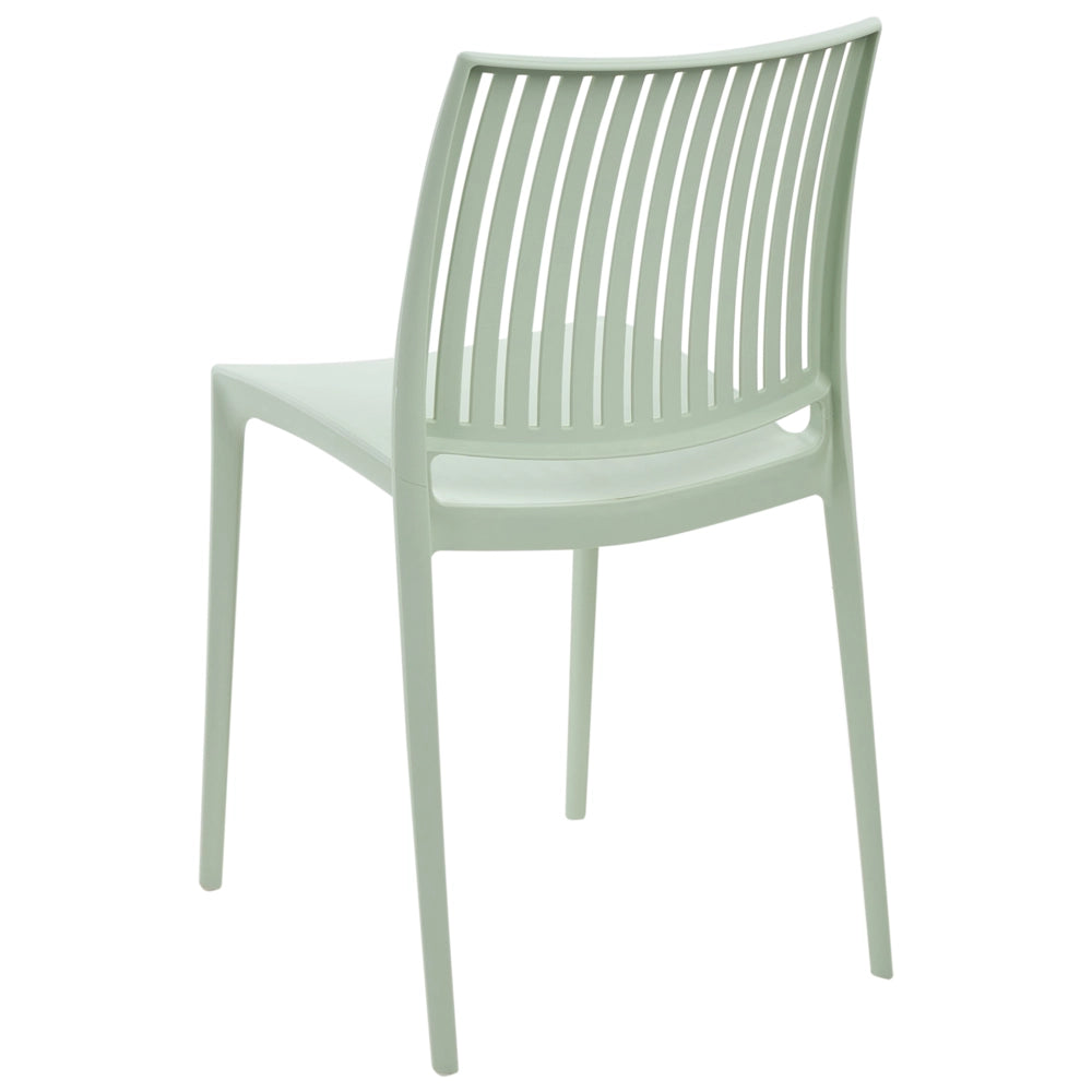 Set di 4 sedie da giardino in plastica sintetica, sedute da esterno impilabili color verde chiaro