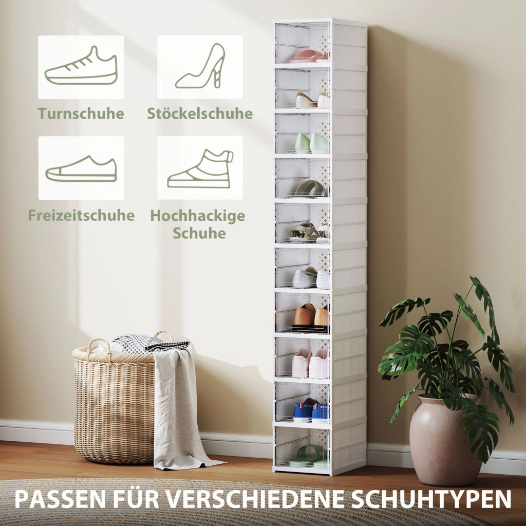 Armadio per scarpe ¨C zephmum ¨C bianco, pieghevole, 10 livelli