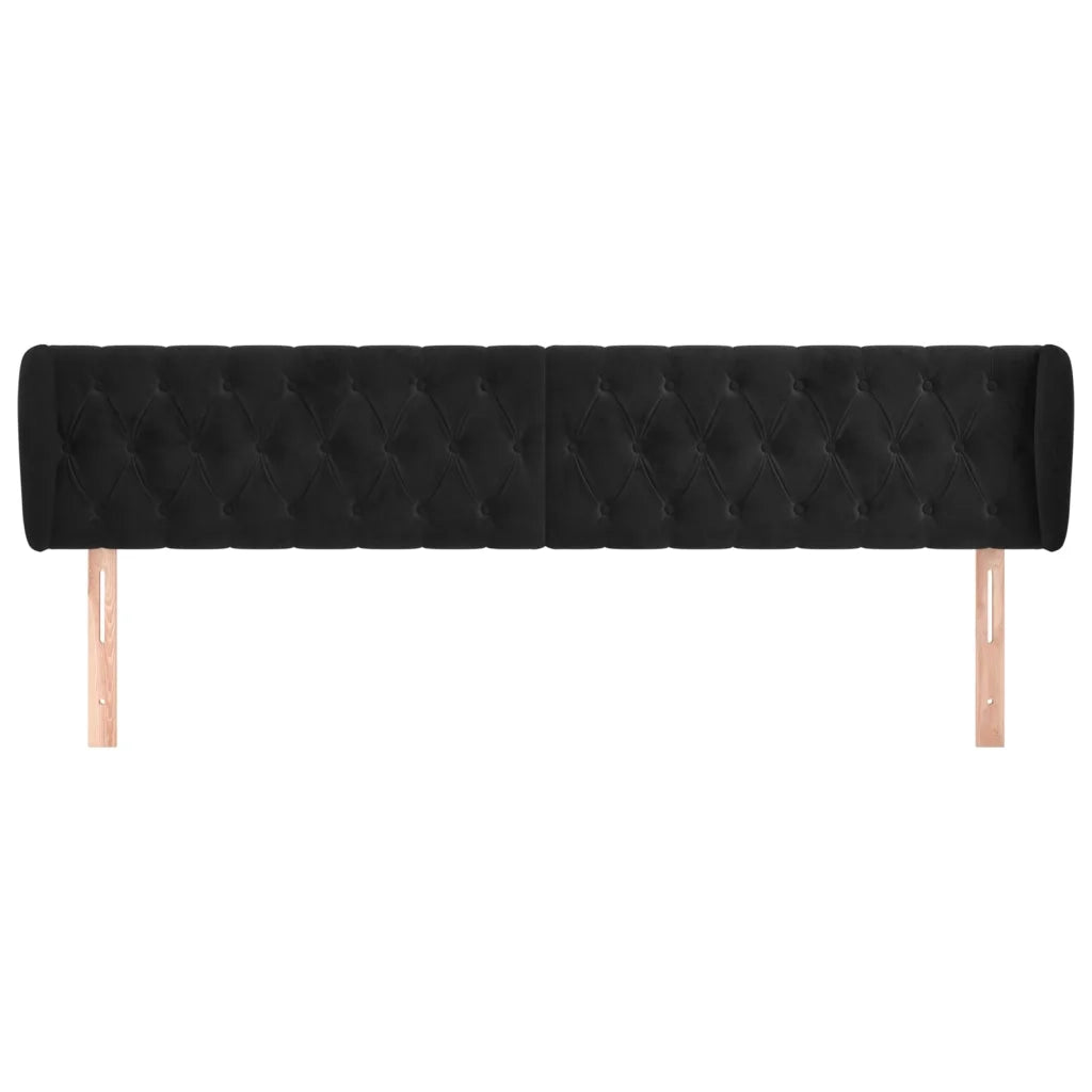 Testiera | Testata ad Orecchio Nera 183x23x78/88 cm in Velluto