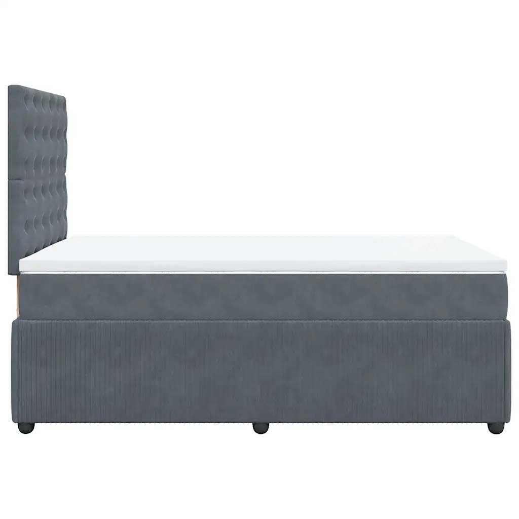 Giroletto a Molle con Materasso Grigio Scuro 120x190 cm Velluto