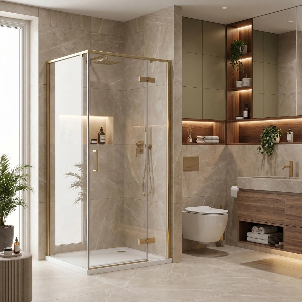 Cabina Doccia Rea Bruno 90x90 Brush Gold
