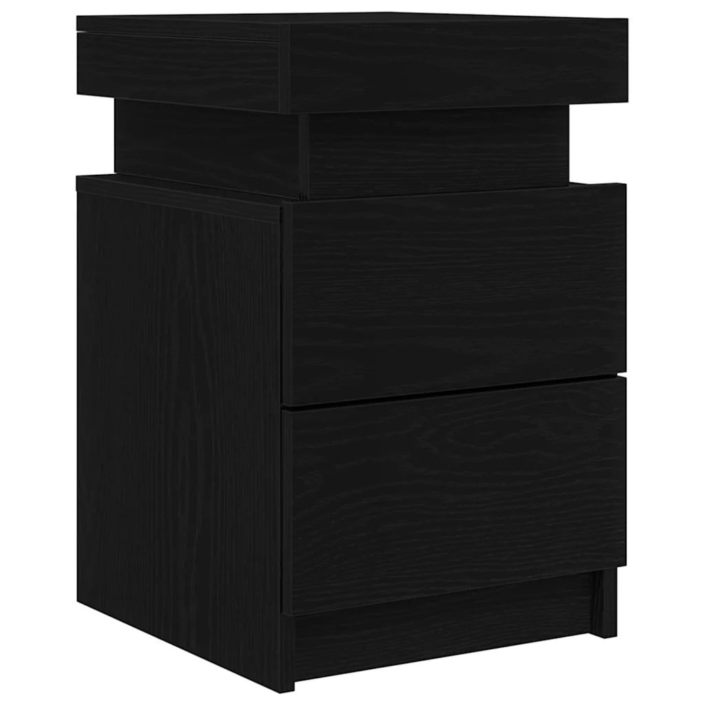 Comodino | Armadio da Notte | Mobiletto da notte Rovere Nero 35 x 39 x 55 cm Legno multistrato
