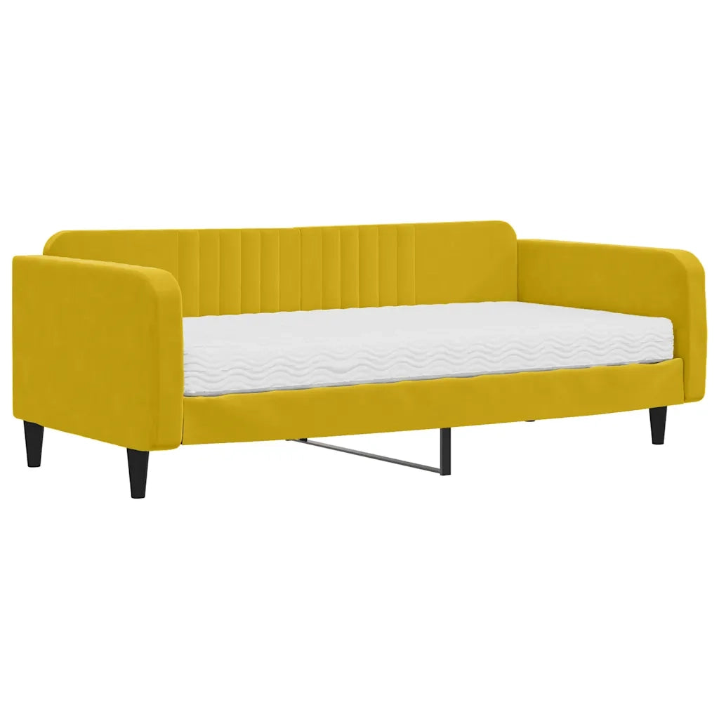 Divano Letto con Materasso Giallo 100x200 cm in Velluto 3197051