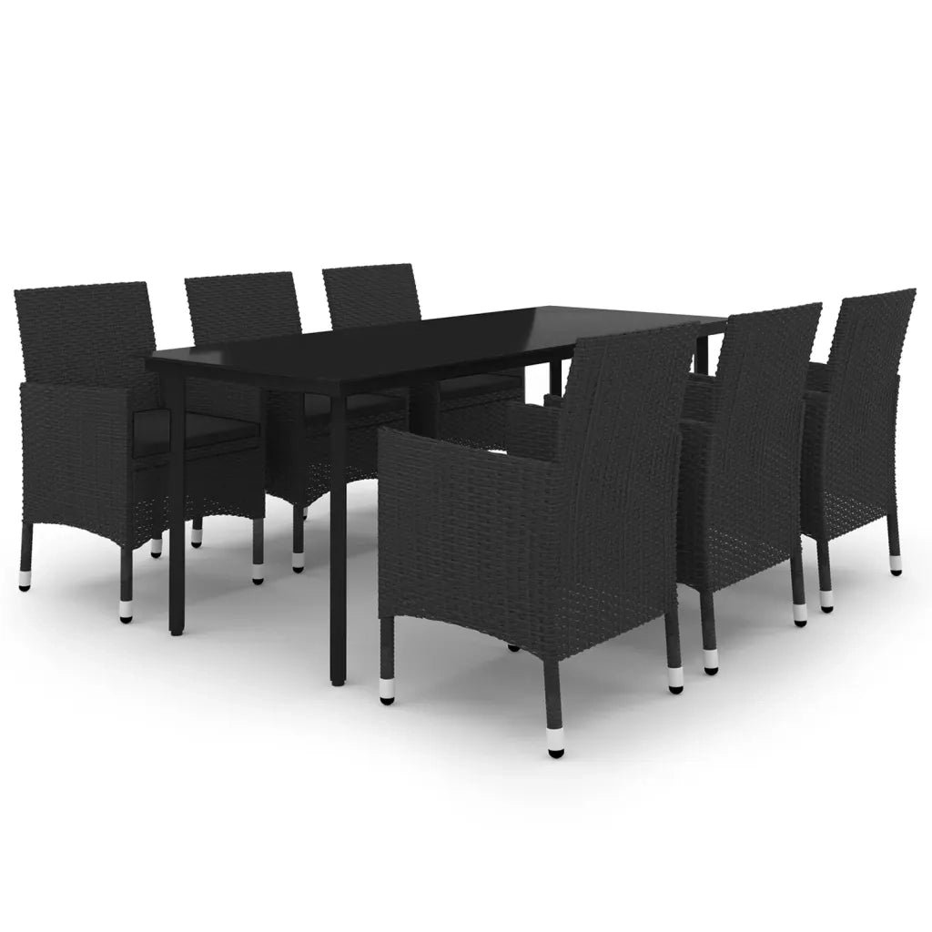 Set da Pranzo da Giardino 7 pz e Cuscini in Polyrattan e Vetro cod mxl 38791