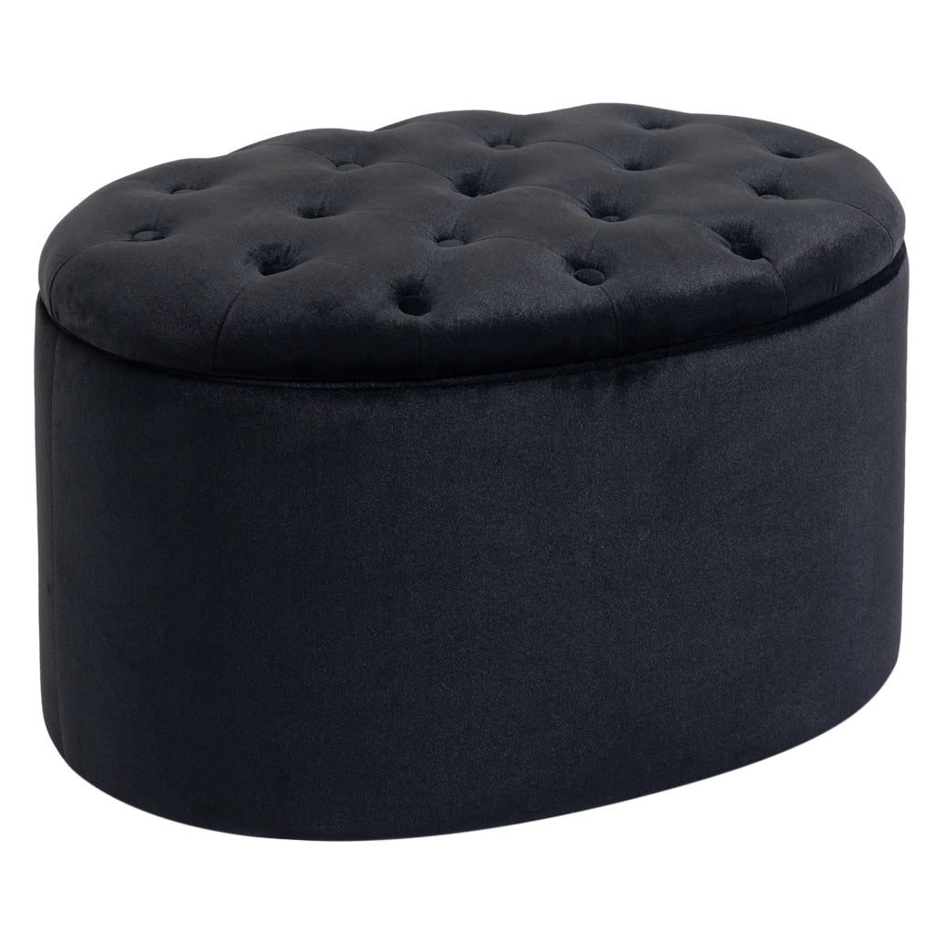 POUF Contenitore Ovale 71x52x42 cm Poliestere Nero