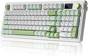 Tastiera wireless con 3 modalità (Bluetooth 5.1/2.4G wireless e cavo Type-C), tastiera con illuminazione RGB e rotella, tastiera da gioco (verde).