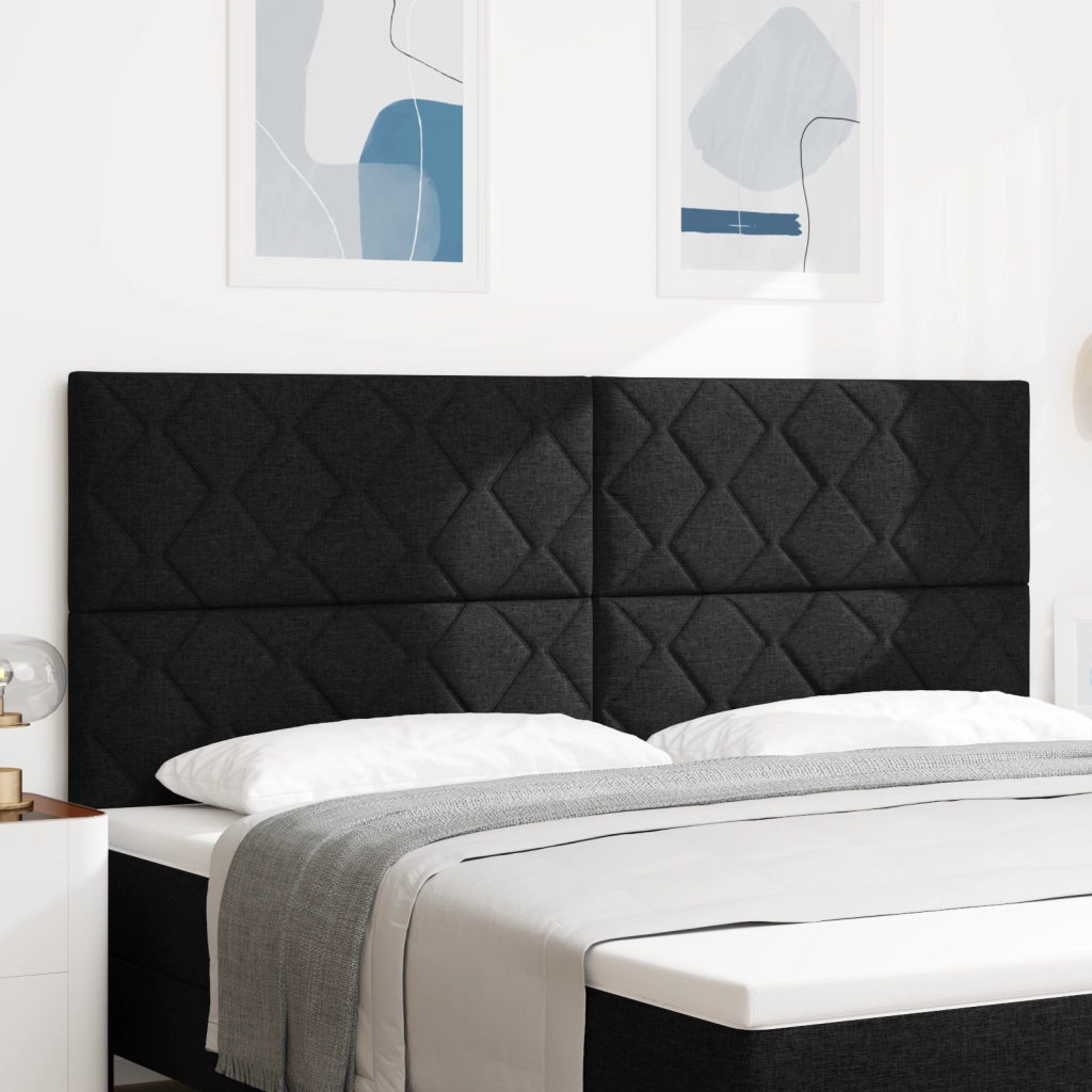 Testiera LED  Design a Blocchi di Diamante Nera 200 cm Tessuto