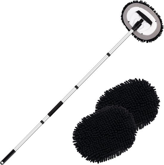 Asciugamano a Spazzola 62" con Steel – Chenille Microfibra – Testa di Ricambio Facile da Sostituire – per Auto, Camper, Camion