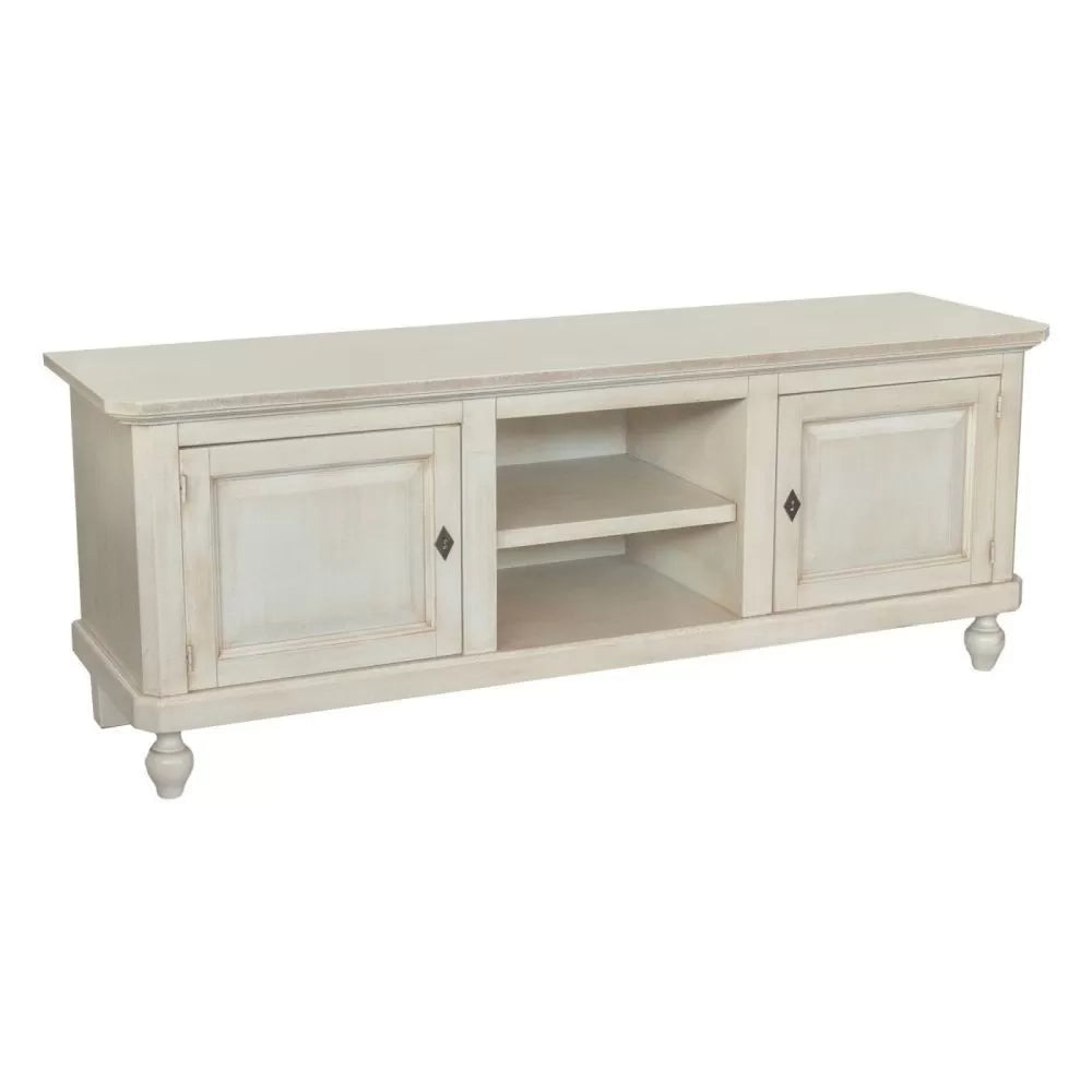 Porta tv in legno arte povera 2 ante shabby bianco invecchiato 150x43x56 - Mobili 2G
