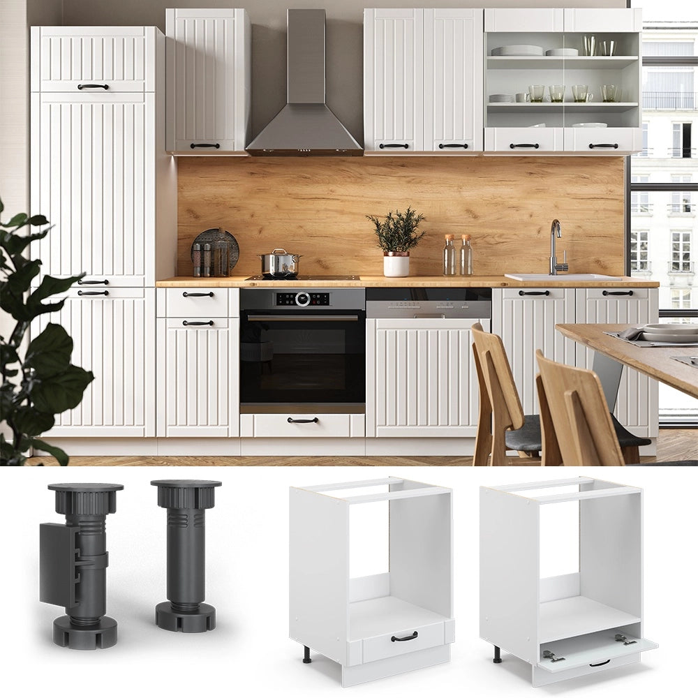 Mobile per forno da incasso Fame-Line Bianco rustico/Bianco 60 cm, PL Antracite Vicco