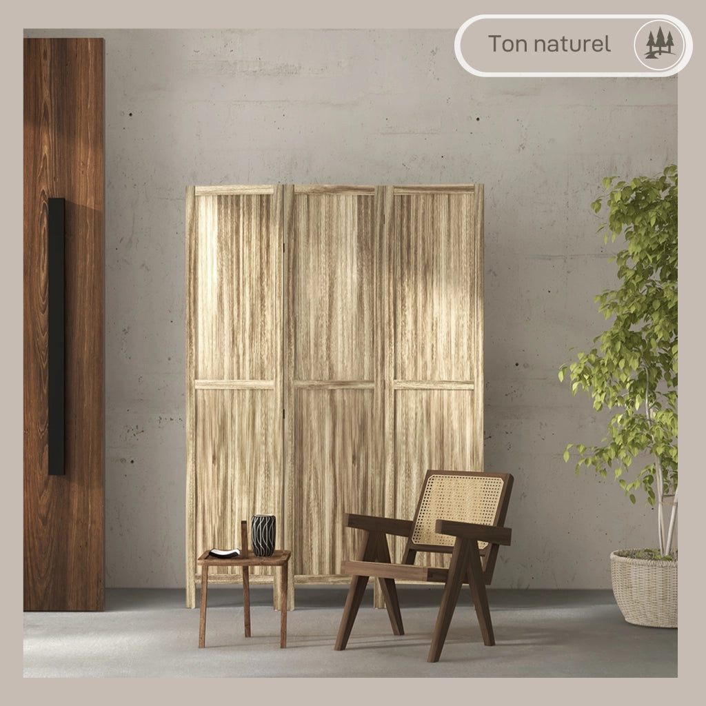 Paravento 3 Ante Legno Paulownia ¨C zephmum ¨C Naturale 120x170 cm