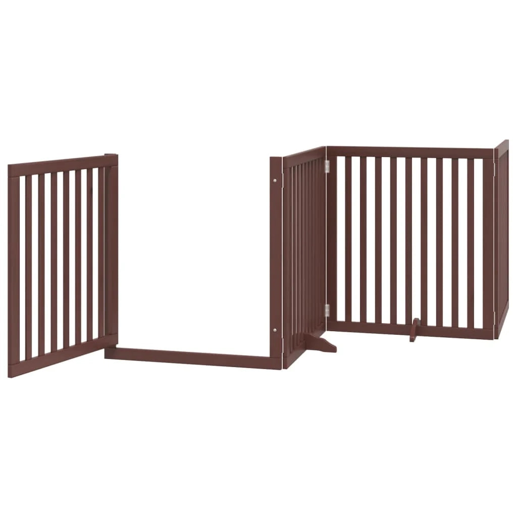 Cancelletto di sicurezza per animali domestici porta pieghevole 12 pannelli legno di pioppo marrone 02_0023130