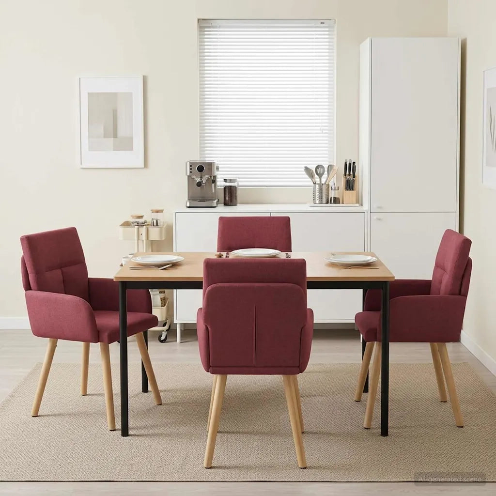 Sedie da pranzo 4 pz Tessuto Rosso Vino 60 x 56 x 96 cm 3428360