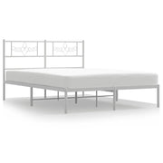 Letto matrimoniale | Letto per adulti | Giroletto con Testiera Metallo Bianco 140x190 cm