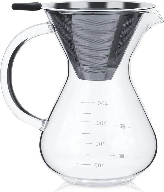 Zangatore per caffè a filtri in vetro - 400ml - filtro a caffè in vetro - filtro a caffè.