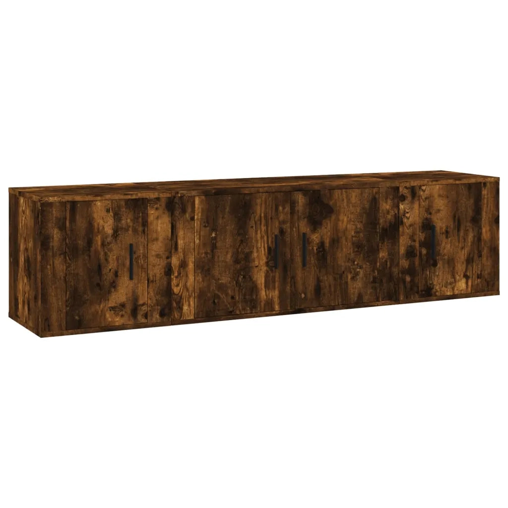 Set Mobili Porta TV 3 pz-Set di 3 Credenza per TV Rovere Fumo in Legno Multistrato 271141