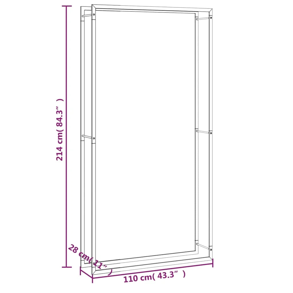 Portalegna finitura opaca 110 x 28 x 214 cm acciaio nero 02_0043746