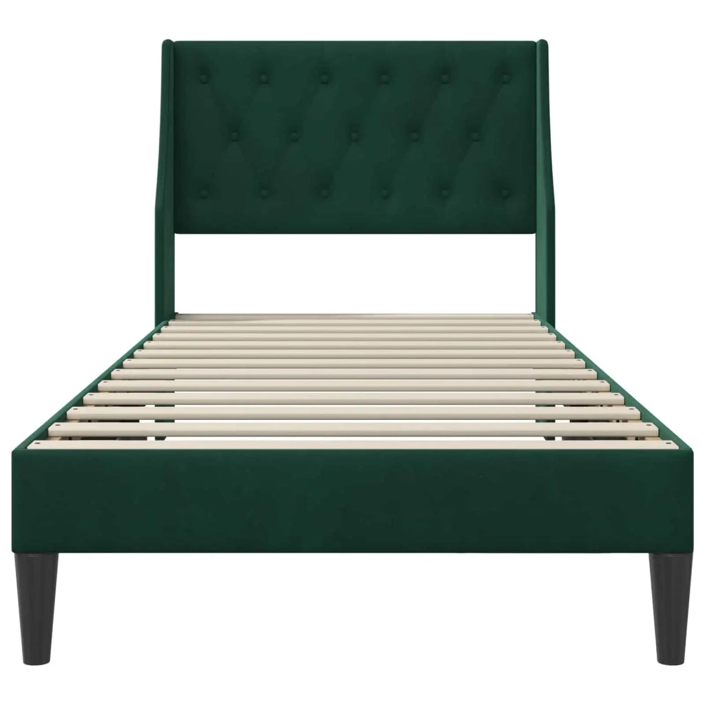 Struttura del letto Verde Scuro 90 x 190 cm Velluto