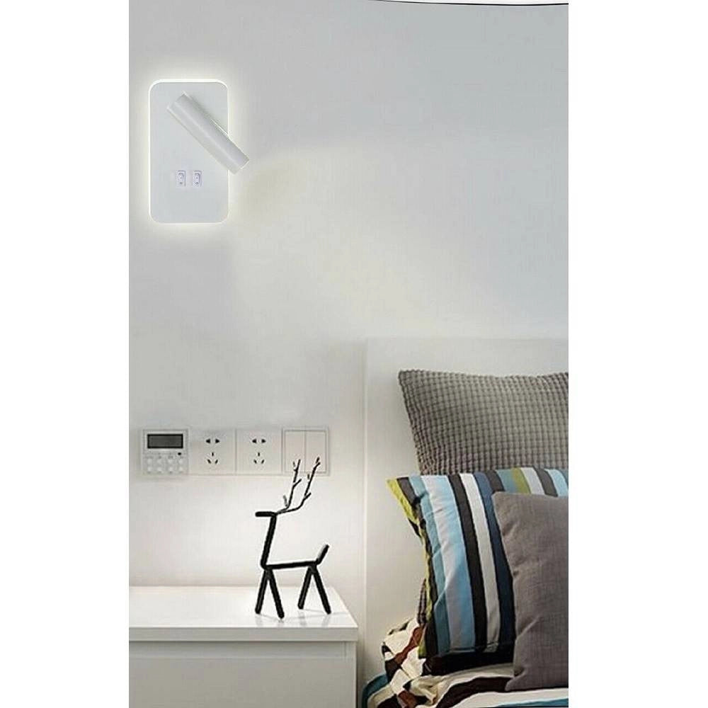 Trade Shop - Applique A Muro 6 W Doppia Fonte Luminosa Led Cob Smd Luce 6500k 3000k 4000k E20 -