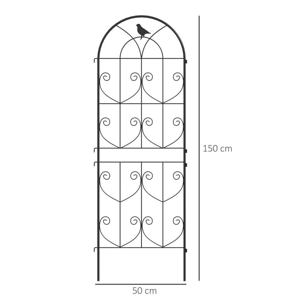 Supporto per piante rampicanti in metallo con design uccelli ¨C zephmum ¨C 2 pezzi 50x150 cm nero
