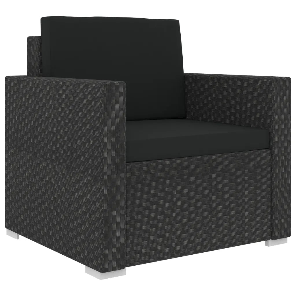 Set Divani da Giardino 6 pz con Cuscini in Polyrattan Nero cod mxl 35425