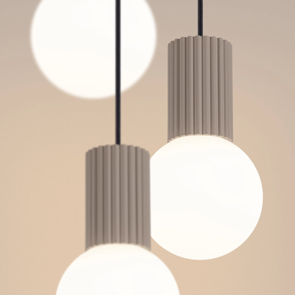Lampadario moderno tondo taupe 3 sfere vetro SFERA