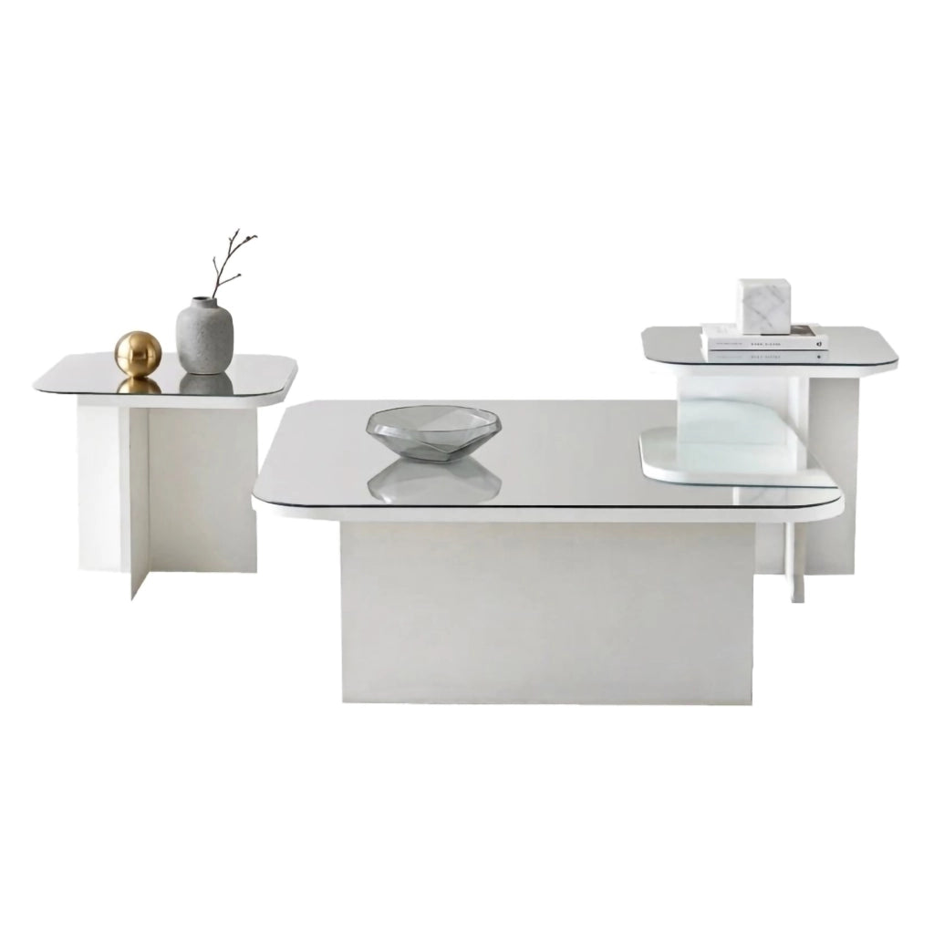 Pagliara, Tavolino da Salotto Modulabile, 80x80x30h cm Bianco