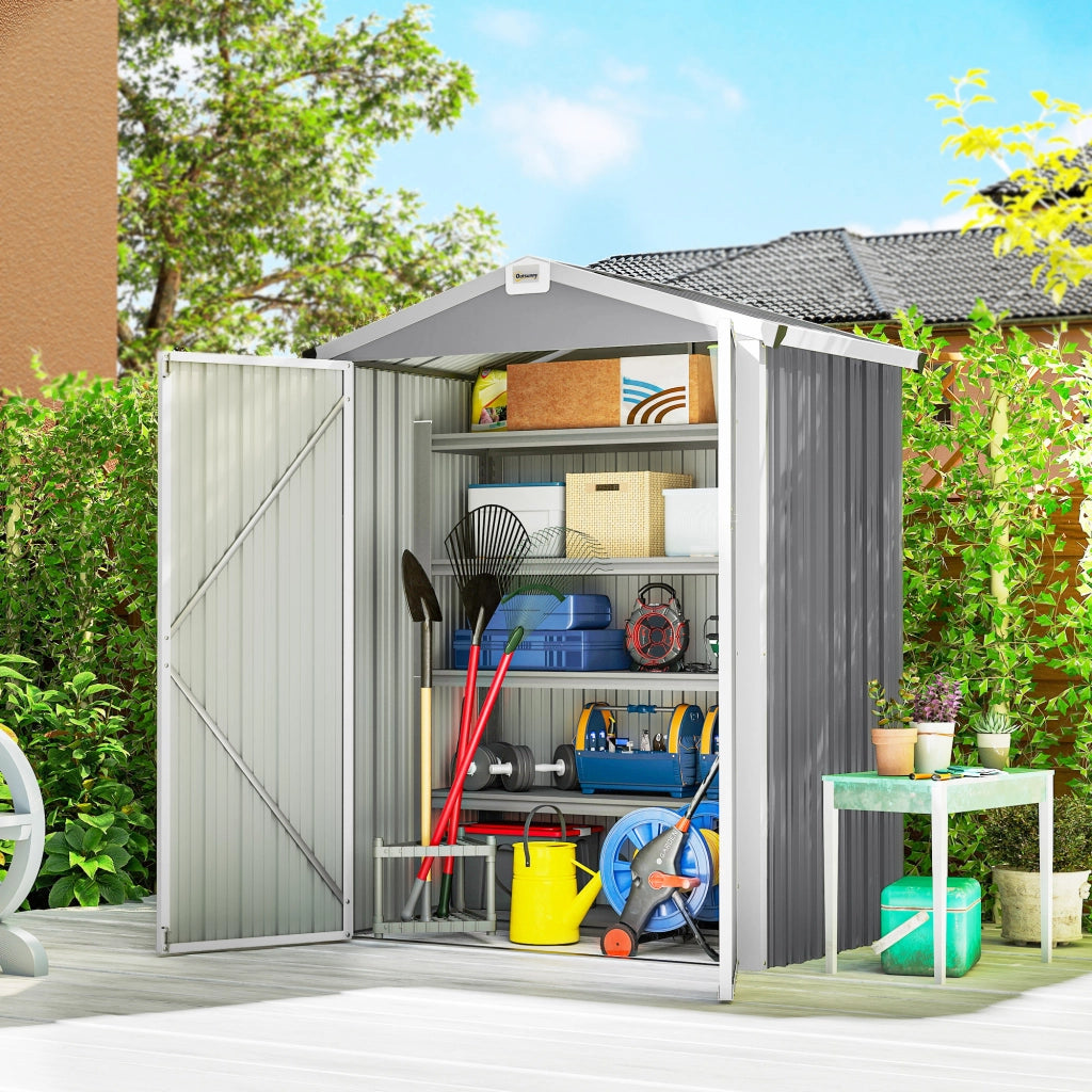 Casetta da Giardino in Acciaio ¨C Zephmum ¨C Grigio Argento 133x87x178 cm