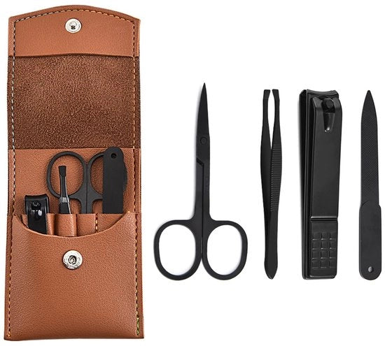 Set di manicure 4 pezzi - cura unghie per signore e signori - borsa in pelle