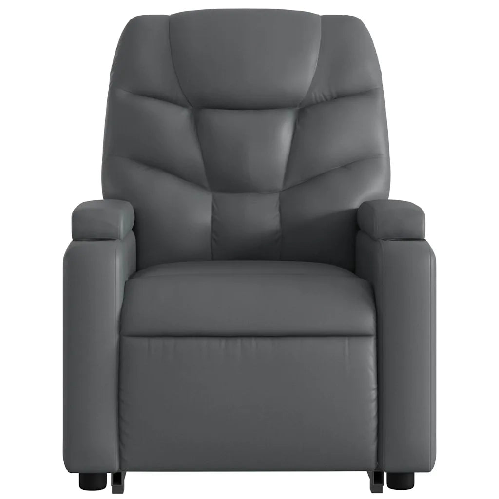 Poltrona | Sedia Relax Alzapersona Reclinabile Massaggio Grigio Similpelle