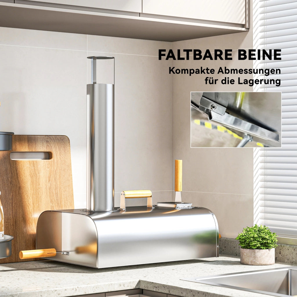 Forno Pizza da Esterno Portatile con Pietra Refrattaria e Pala ¨C zephmum ¨C Acciaio Inossidabile