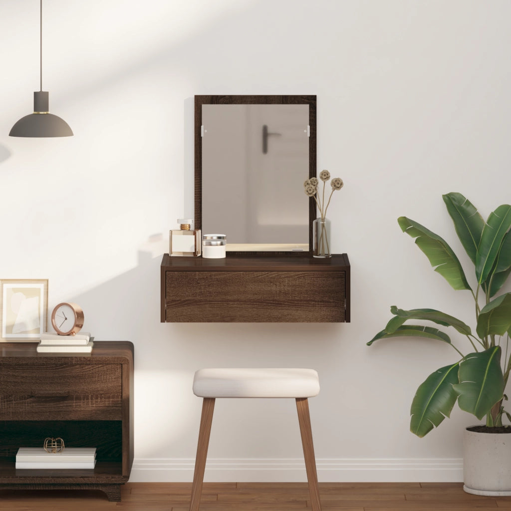 Tavolo da Toeletta a Muro Rovere Marrone 60x40x70 cm